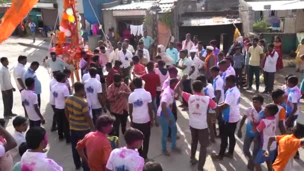 Solapur Maharashtra India March 2023 People Participate Religious Procession Street — Stock Video