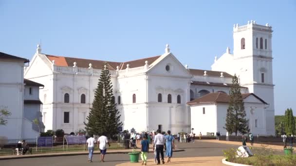 Goa India Mars 2023 Turistbesök Den Antika Basilikan Bom Jesus — Stockvideo