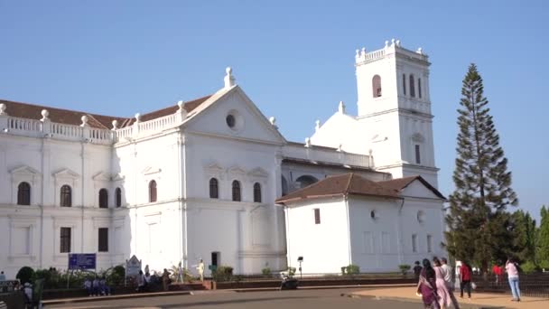 Goa India Maart 2023 Toeristisch Bezoek Aan Oude Basiliek Van — Stockvideo