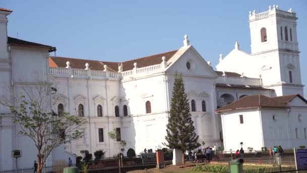 Goa India Mars 2023 Turistbesök Den Antika Basilikan Bom Jesus — Stockvideo