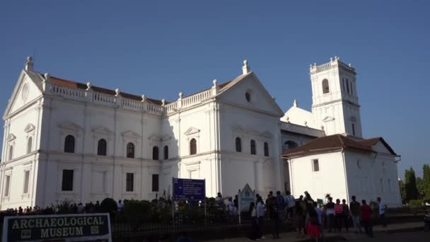 Goa India Марта 2023 Туристический Визит Древнюю Базилику Церкви Бом — стоковое видео