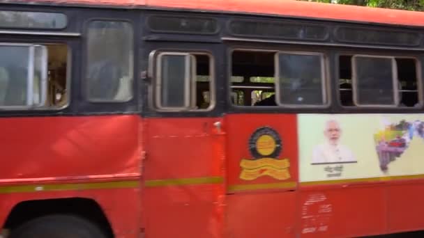 Malvan Maharashtra India Marca 2023 Długodystansowy Autobus Komunikacji Miejskiej Podróżujący — Wideo stockowe