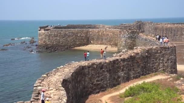Malvan Maharashtra India Mart 2023 Sindhudurg Kalesini Ziyaret Eden Turistler — Stok video