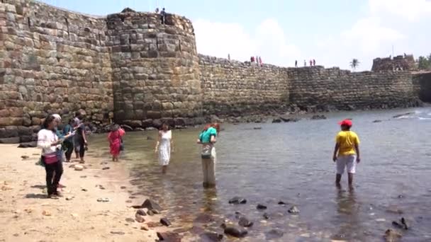 Malvan Maharashtra India Március 2023 Turisták Látogatása Sindhudurg Erőd Épült — Stock videók