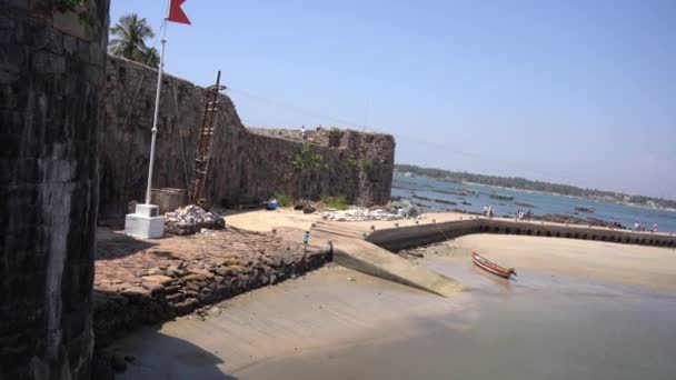 Malvan Maharashtra India Március 2023 Turisták Látogatása Sindhudurg Erőd Épült — Stock videók