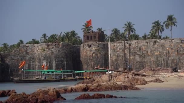 Fuerte Sindhudurg Construido Por Chhatrapati Shivaji Maharaj Centro Del Mar — Vídeo de stock