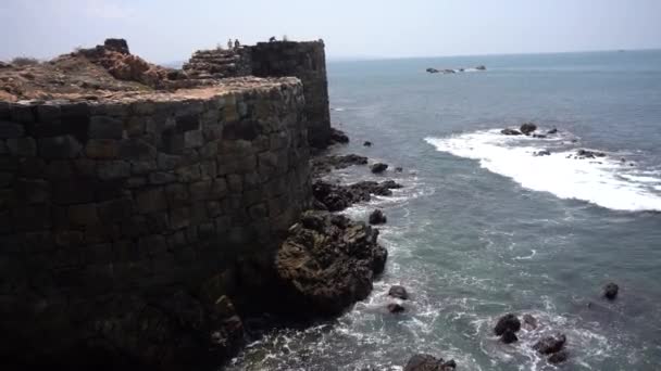 Форт Сіндгурт Побудований Чхатрапаті Шиваджі Махараджі Центрі Моря Мальван Узбережжя — стокове відео
