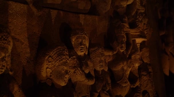 Інтер Печери Аджанта Печера Зал Поклоніння Елементами Дизайну Віхари Єкт — стокове відео
