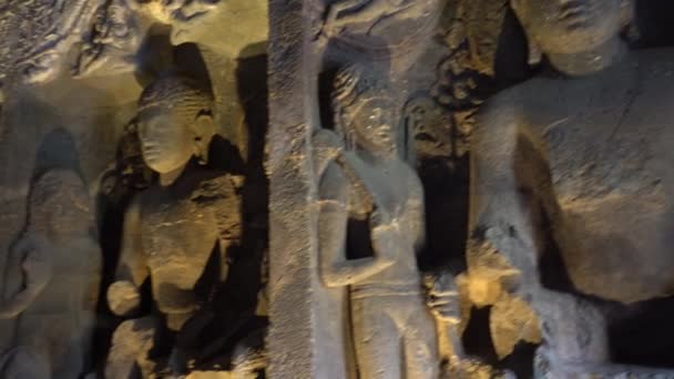 Ajanta Mağarası Mağara Unesco Dünya Mirası Sitesi Maharashtra Hindistan Vihara — Stok video