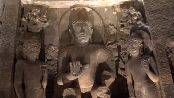 Intérieur Grotte Ajanta Site Patrimoine Mondial Unesco Maharashtra Inde — Video