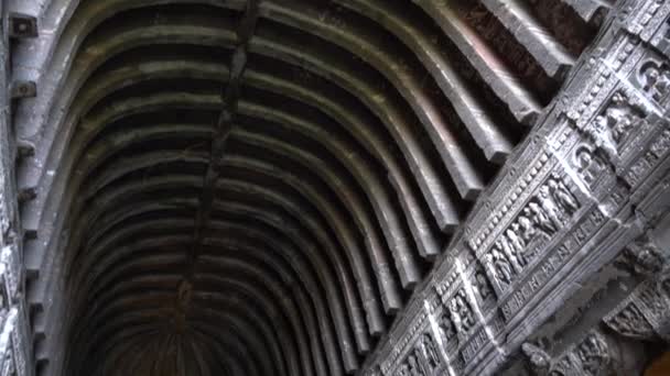 Intérieur Grotte Ajanta Site Patrimoine Mondial Unesco Maharashtra Inde — Video