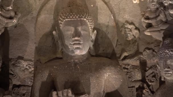 Interior Cueva Ajanta Patrimonio Humanidad Por Unesco Maharashtra India — Vídeos de Stock