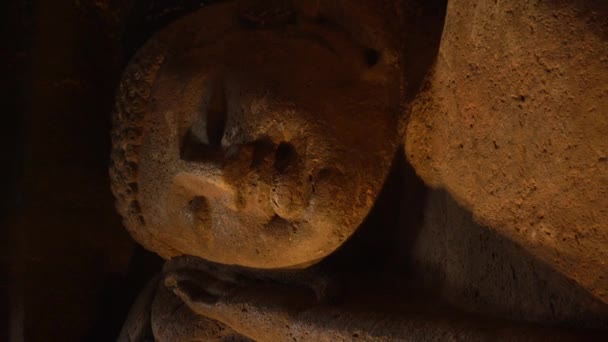 Innenraum Der Ajanta Höhle Unesco Weltkulturerbe Maharashtra Indien — Stockvideo