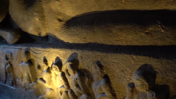 Wnętrze Jaskini Ajanta Wpisane Listę Światowego Dziedzictwa Unesco Maharashtra Indie — Wideo stockowe