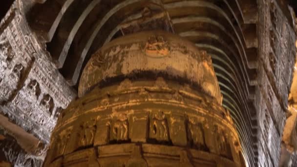 Ajanta Barlang Belseje Unesco Világörökség Része Maharashtra India — Stock videók