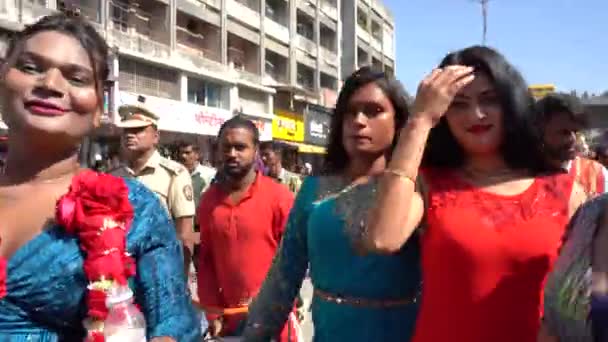 Amravati Maharashtra India Januar 2023 Hijra Eller Transseksuelle Danser Gaden – Stock-video