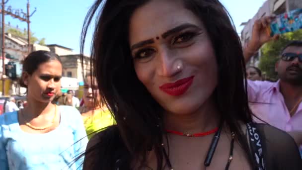 Amravati Maharashtra India Januari 2023 Hijra Transgenders Processie Straat Tijdens — Stockvideo