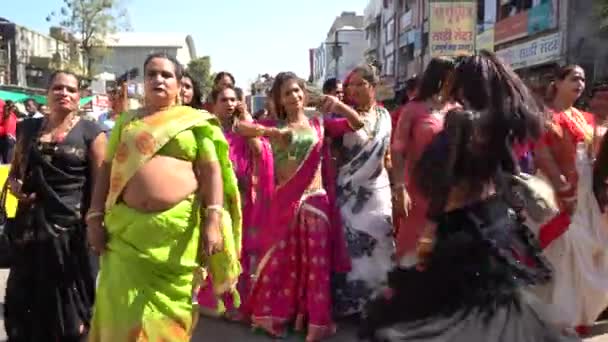 Amravati Maharashtra India January 2023 Hijra Transgenders Dancing Street Religious — Stock Video