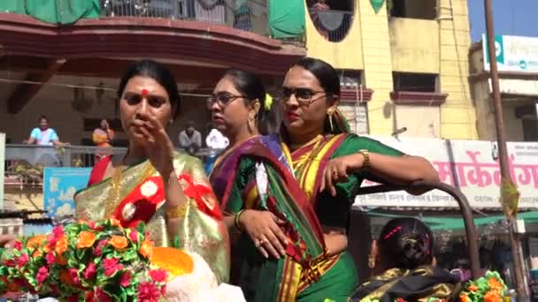 Амвати Хараштра Индия Января 2023 Хиджра Процессия Трансгендеров Улице Время — стоковое видео