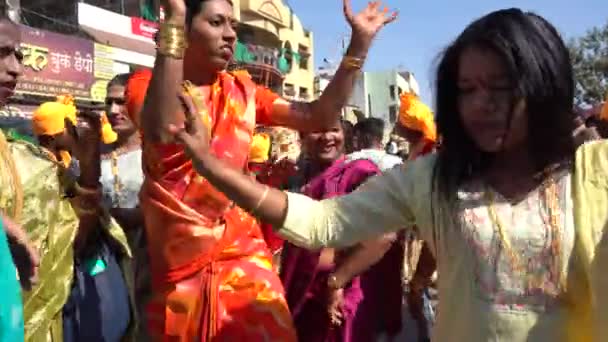 Amravati Maharashtra India Enero 2023 Hijra Transgéneros Bailando Calle Durante — Vídeos de Stock