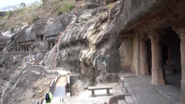 Ajanta Maharashtra India June 2022 Tourists Visiting Ajanta Caves Caves — Stock Video