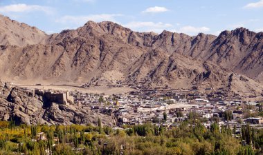 Leh şehir manzaralı Leh Palace, Leh, Ladakh, Hindistan