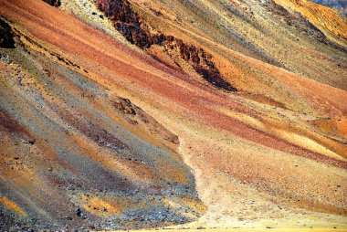 Ladakh, Hindistan 'da terk edilmiş bölge ve dağ sıraları..