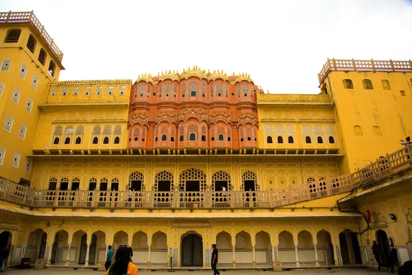 Vista Interior Hawa Mahal Palacio Los Vientos Jaipur Rajastán Concepto — Foto de Stock
