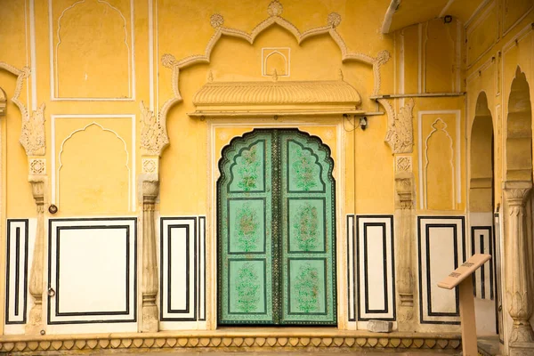Padrão Decorativo Velha Porta Madeira Jaipur Índia — Fotografia de Stock