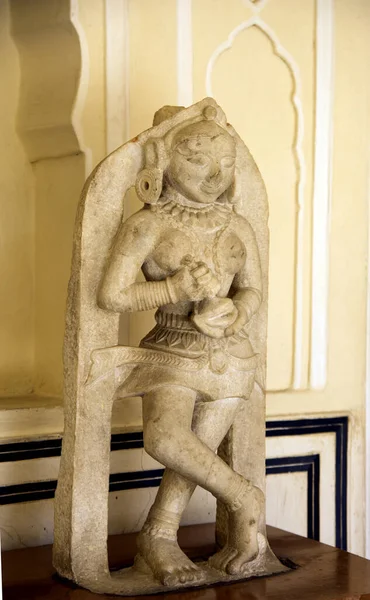 Gamla Sten Staty Hinduisk Gudinna Stadspalatset Jaipur Indien — Stockfoto