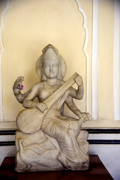 Oude Stenen Standbeeld Van Hindoe Godin Bij Stadspaleis Jaipur India — Stockfoto