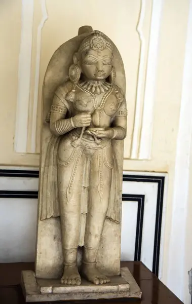 Stary Kamienny Posąg Hinduskiej Bogini Pałacu Miejskim Jaipur Indie — Zdjęcie stockowe