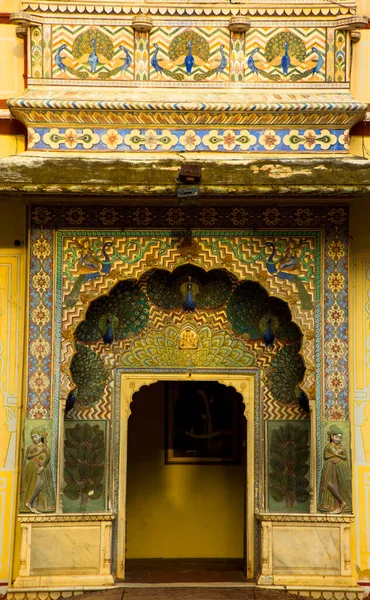 Dekoratív Minta Régi Ajtó Jaipur India — Stock Fotó