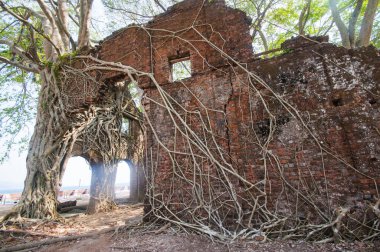 Andaman ve Nicobar Adaları 'ndaki Ross Adası' nda İngilizlerin kullandığı terk edilmiş ve harap bir ev.