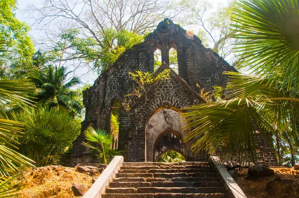 Starý Presbyteriánský Kostel Zříceniny Ross Island Přístav Blair Andaman Nicobar — Stock fotografie
