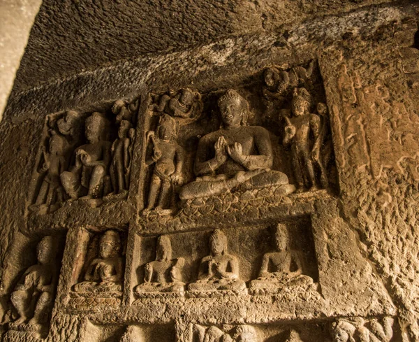 Estatua Del Señor Buda Las Cuevas Aurangabad Monumento Rupestre Budista — Foto de Stock