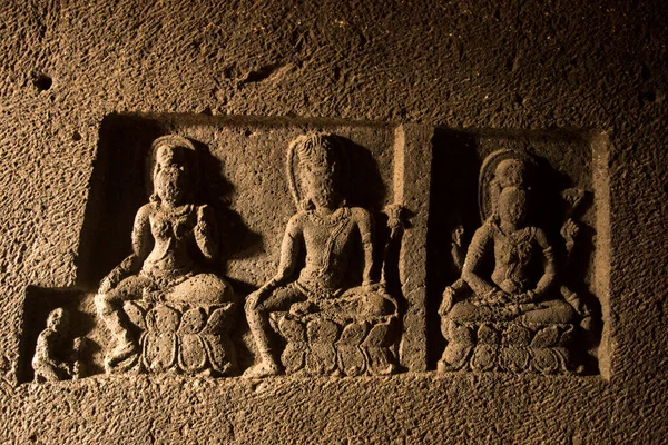 Scultura Nella Grotta Ellora Patrimonio Mondiale Dell Unesco India Tempio — Foto Stock