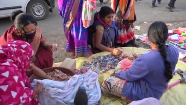 Nagpur Maharashtra India Februari 2022 Plattelandsmensen Verzamelen Zich Jaarlijkse Dorpsbeurs — Stockvideo