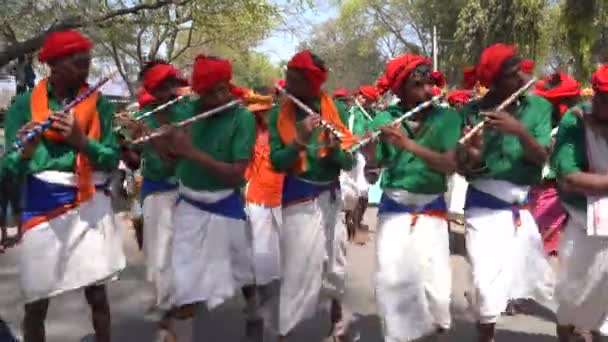Alirajpur Madhya Pradesh India March 2022 Tribal People Dancing Drum — 图库视频影像
