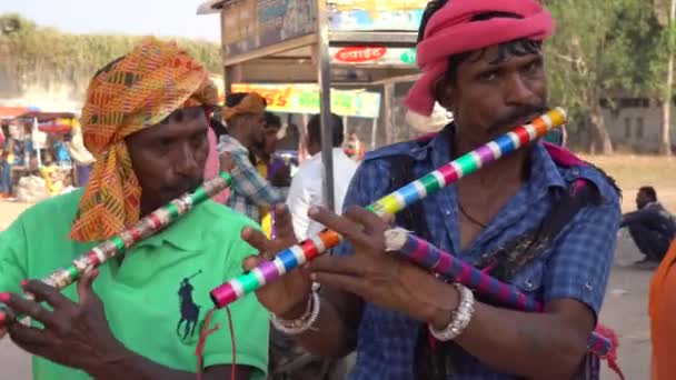 Alirajpur Madhya Pradesh Ινδια Μαρτιου 2022 Φυλετικοί Άνθρωποι Χορεύουν Στα — Αρχείο Βίντεο