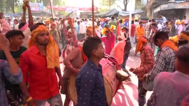Alirajpur Madhya Pradesh Índia Março 2022 Tribal People Dancing Drum — Vídeo de Stock