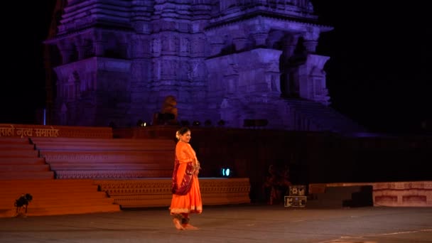Khajuraho India February 2022 Танцюристи Виконують Класичний Танець Під Час — стокове відео