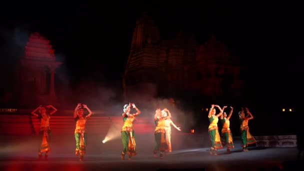 Khajuraho India Febbraio 2022 Ballerini Eseguono Danza Classica Durante Khajuraho — Video Stock