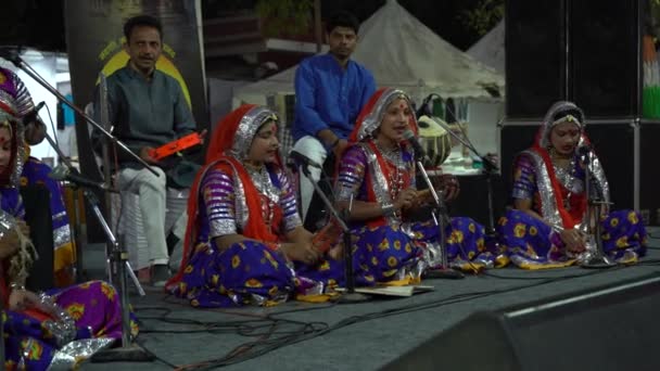 Khajuraho India Februari 2022 Traditionella Kvinnor Framför Folksång Khajuraho Dance — Stockvideo