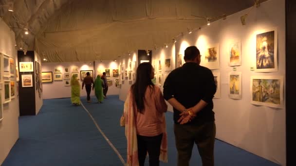 Khajuraho India Února 2022 Výstava Umění Během Tanečního Festivalu Khajuraho — Stock video