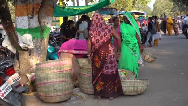 Khajuraho Madhya Pradesh India March 2022 Rural People Gather Together — Stock Video