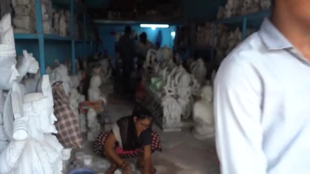 Agra India Agosto 2022 Artistas Locales Hacen Estatua Dios Partir — Vídeos de Stock