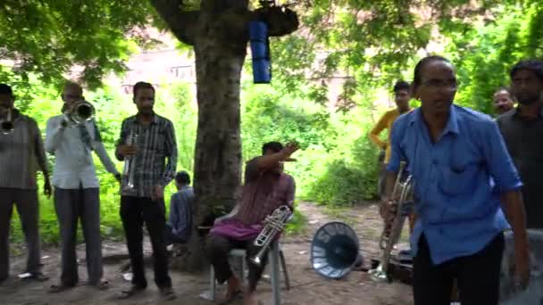 Agra India Augusti 2022 Musiker Bandet Övar Att Spela Sång — Stockvideo