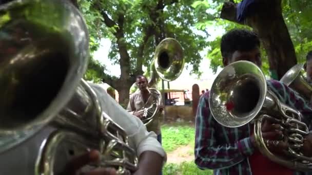 Agra India Agosto 2022 Músicos Banda Haciendo Práctica Tocar Canciones — Vídeo de stock
