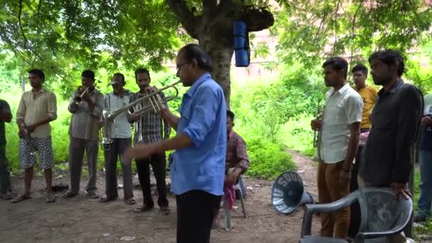 Agra India Αυγούστου 2022 Μουσικοί Της Μπάντας Κάνουν Εξάσκηση Στο — Αρχείο Βίντεο